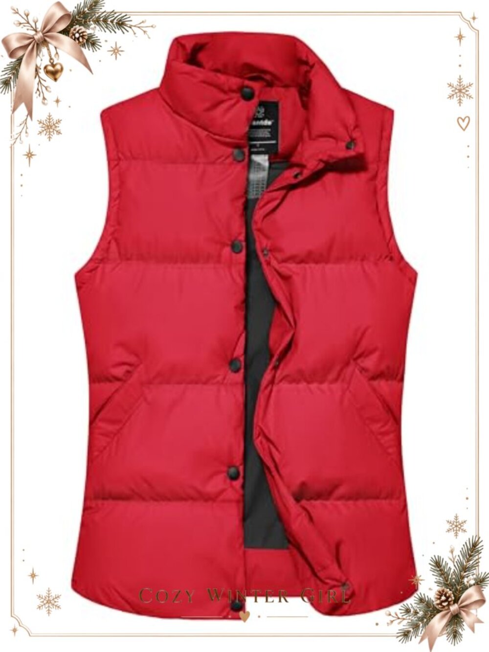 Quilted Puffer Vest Sleeveless Snap Closure Winter Warm Puffy